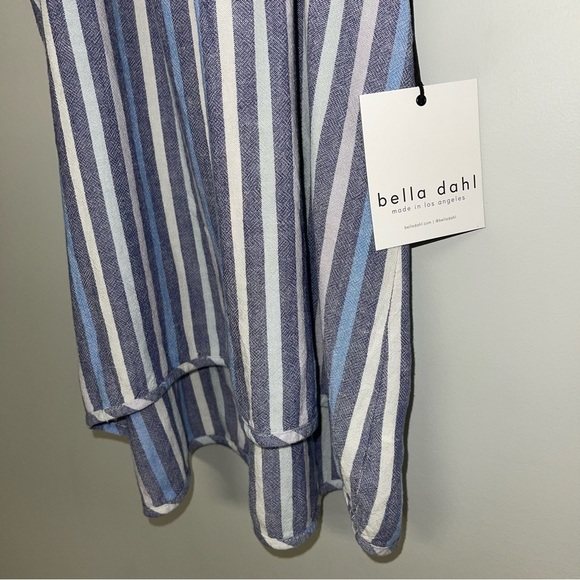 Bella Dahl Kia Halter Top‎  Size Small Blue White Striped Linen Tank Keyhole NWT - Picture 3 of 12